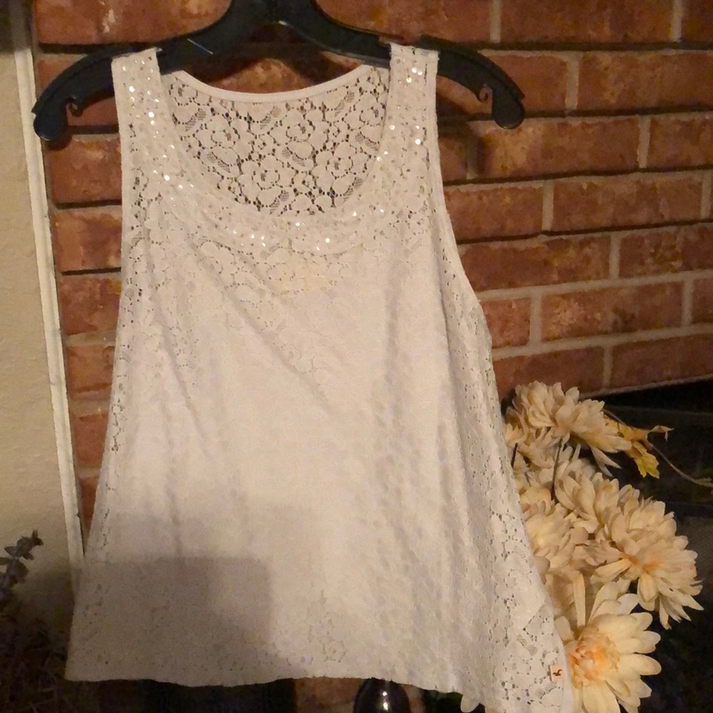 NWT Vintage Hollister gray embellished tank top. Very detailed.